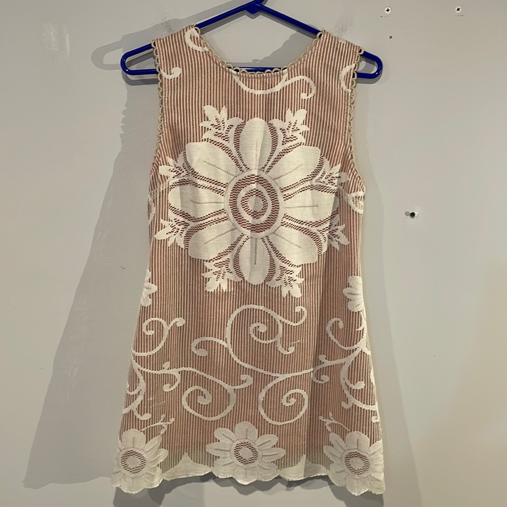 Elegant Floral Lace Mini Dress - Cream